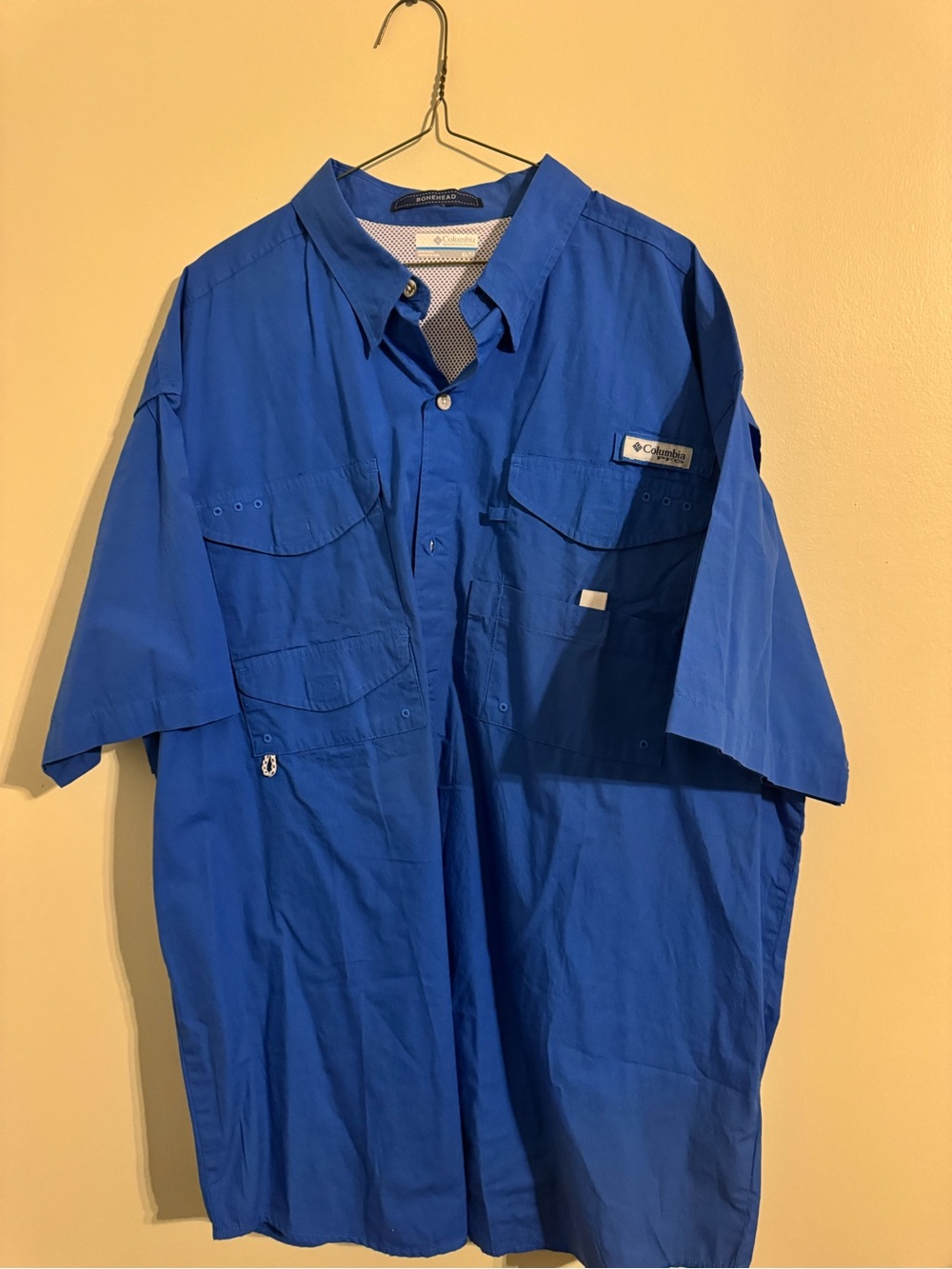 Columbia Men's Short Sleeve Button-Down Shirt in Royal Blue